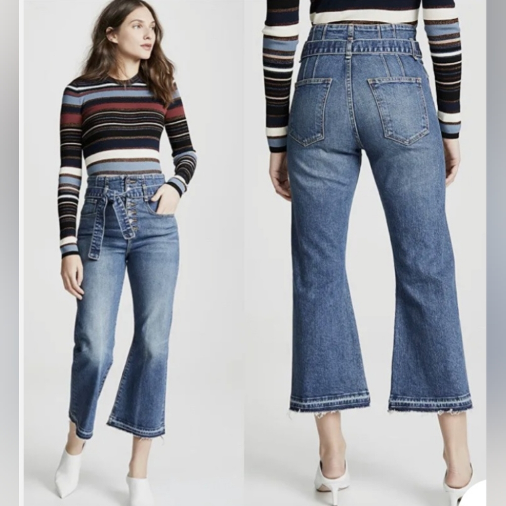 Veronica Beard Marlene 12” Corset Waist Straight Leg Jeans